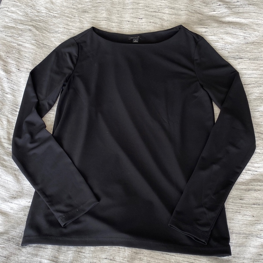 Classic black Ann Taylor blouse with back detail